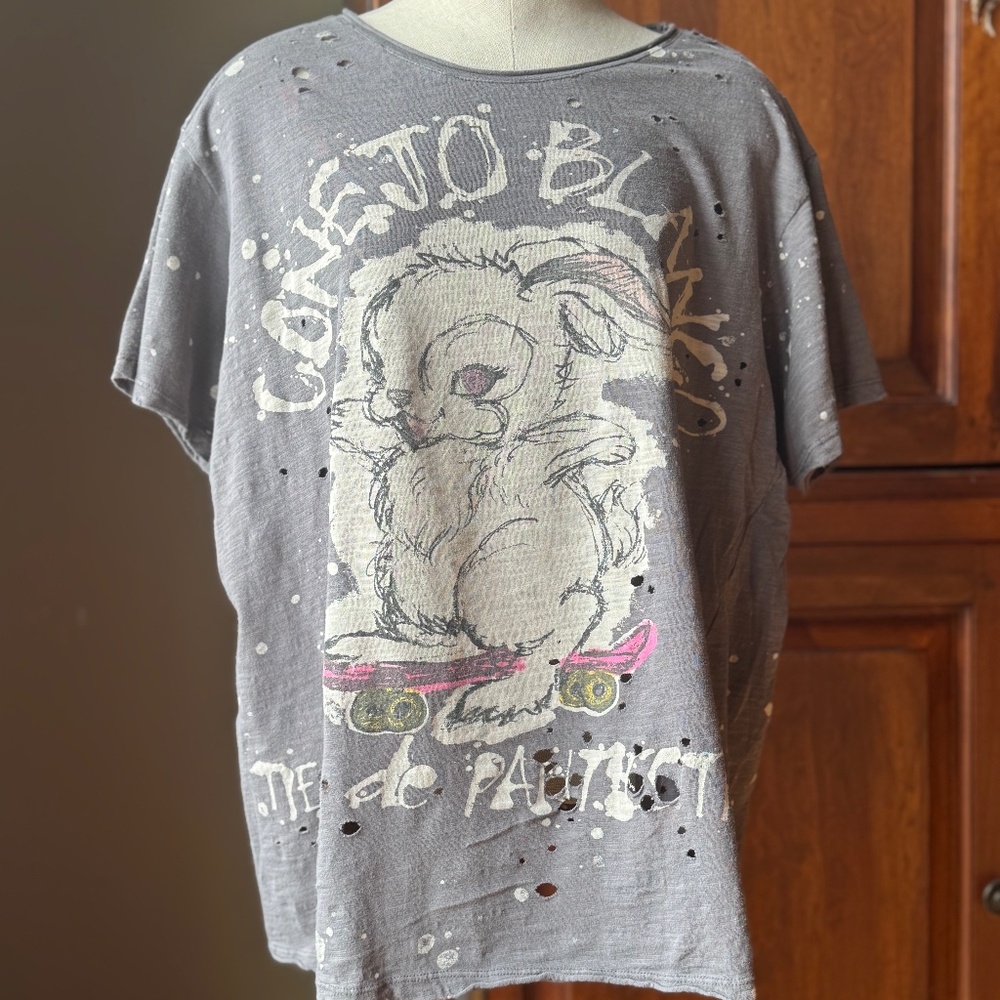 Magnolia Pearl Conejo Blanco Cotton Jersey Boyfriend Tee in Ozzy